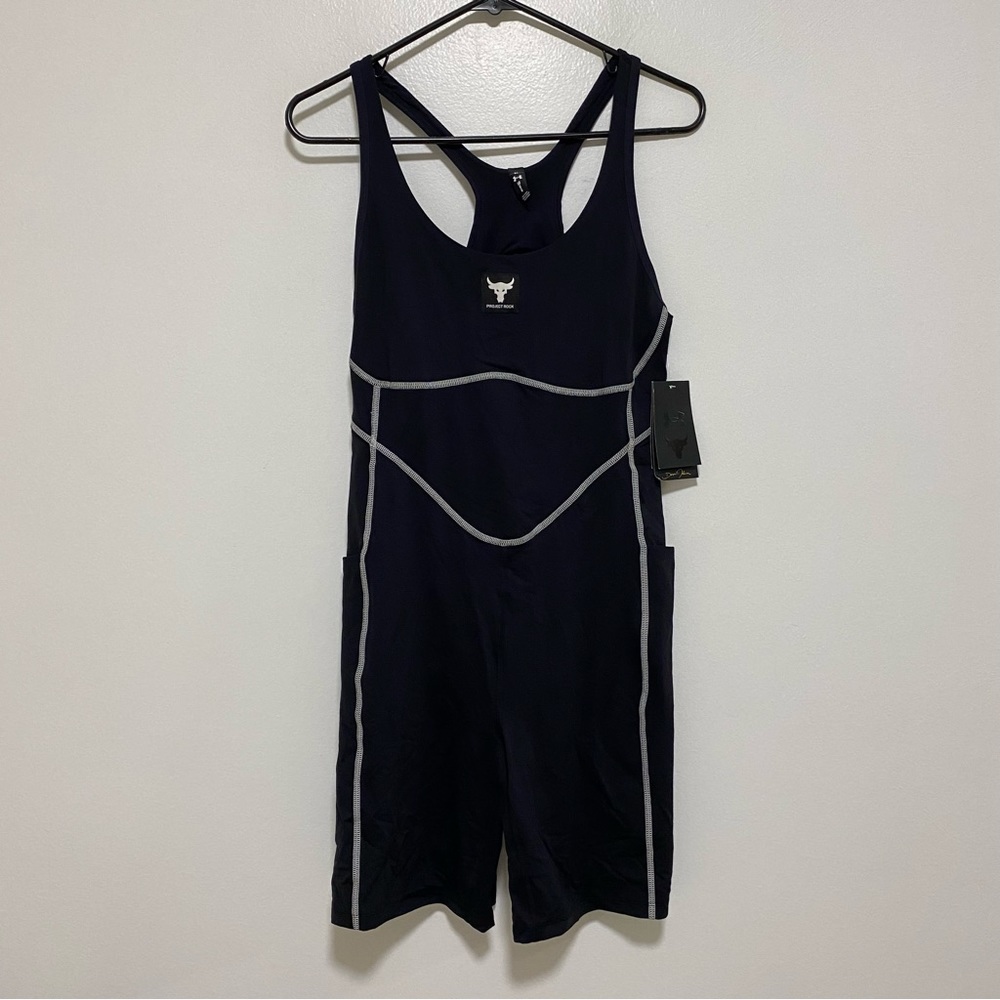 Under Armour Project Rock Bodysuit Women's Large Black Stretch Training Suit NWT